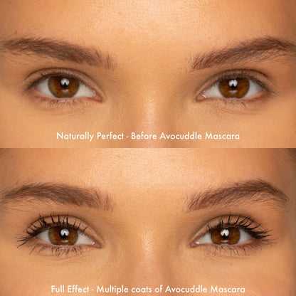 Naturally Perfect - Before Avocuddle Mascara, Full Effect - Multiple coats of Avocuddle Mascara