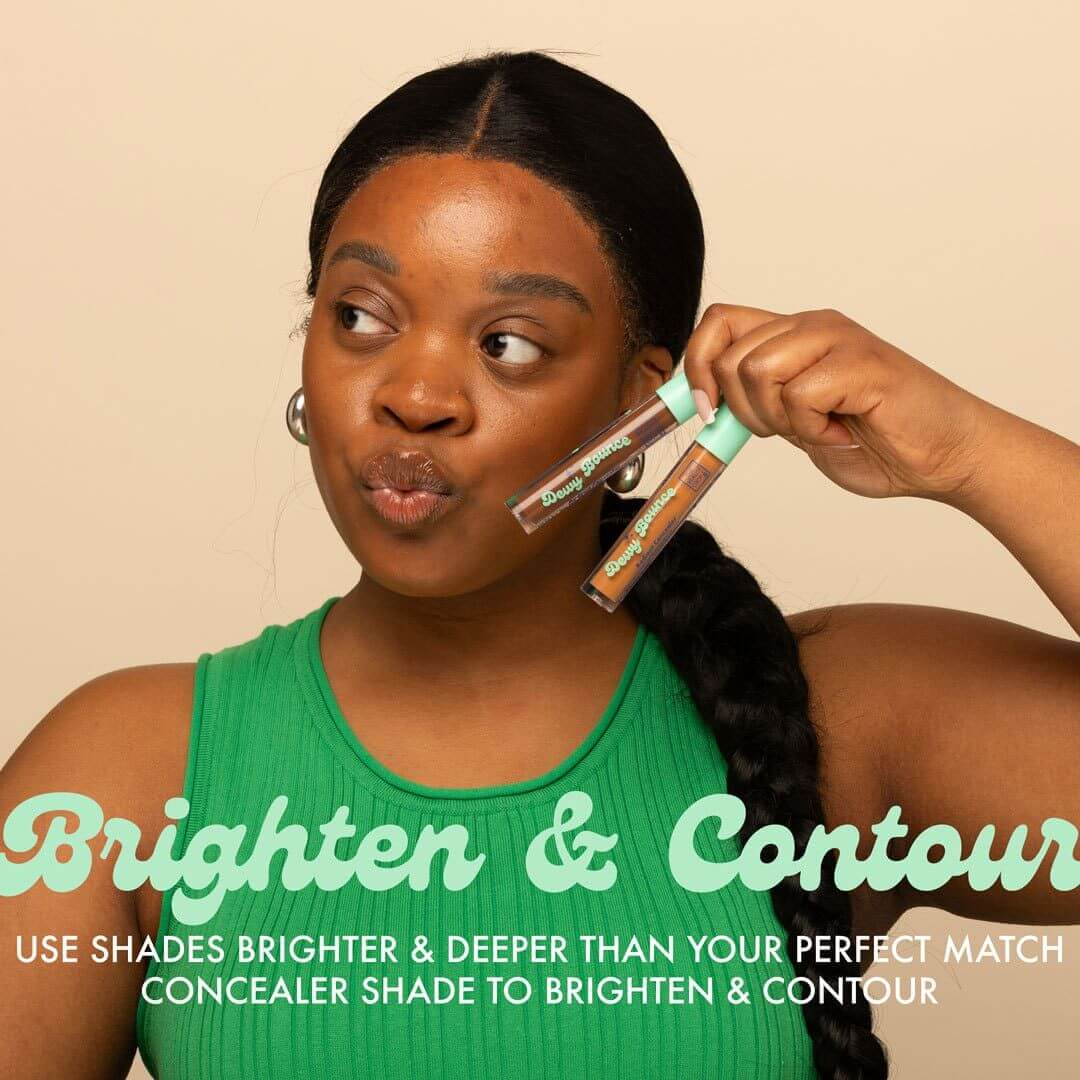 brighten and contour, use shades brighter and deeper than you perfect match concealer shade to brighten and contour