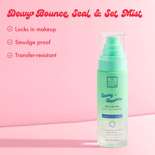 Dewy Bounce Seal & Set Mist, Locks in makeup, Smudge proof, Transfer-resistant