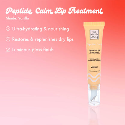 Peptide Calm Lip Treatment
Shade: Vanilla
Ultra-hydrating & nourishing
Restores & replenishes dry lips
Luminous gloss finish