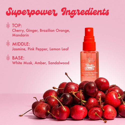 Superpower Ingredients
TOP:
Cherry, Ginger, Brazilian Orange,
Mandarin
& MIDDLE:
Jasmine, Pink Pepper, Lemon Leaf
BASE:
White Musk, Amber, Sandalwood