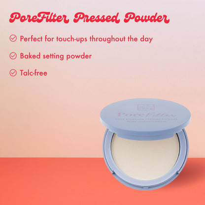 PoreFilter Pressed Powder
Perfect for touch-ups throughout the day
Baked setting powder
Talc-free