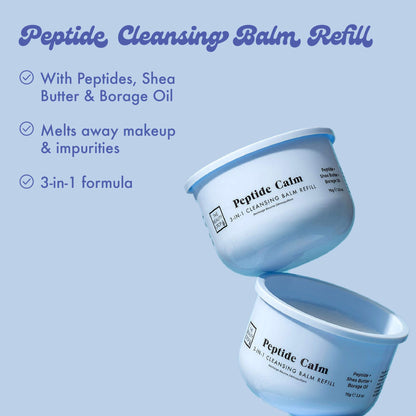 Peptide Cleansing Balm Refill
With Peptides, Shea Butter & Borage Oil
Melts away makeup & impurities
3-in-1