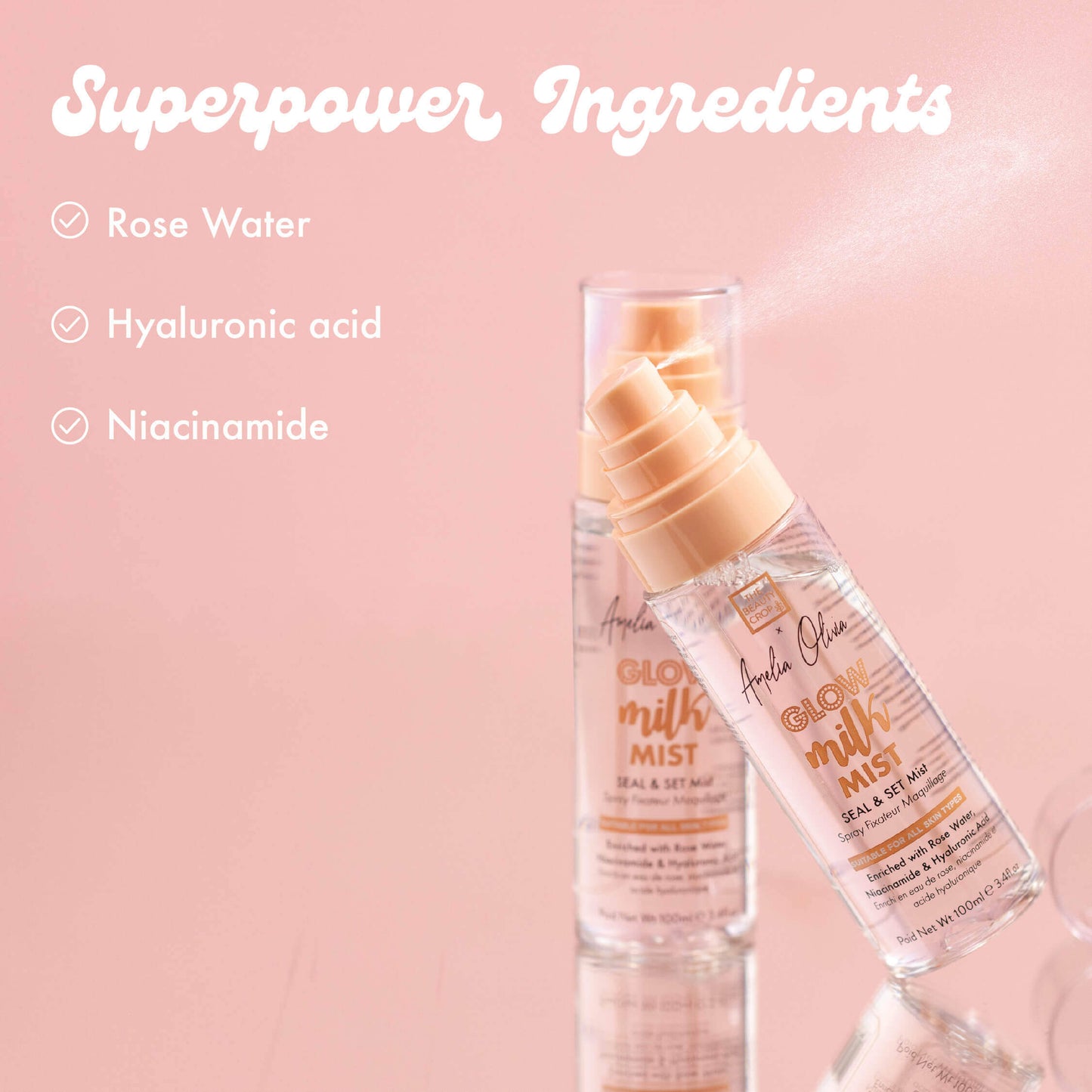 Superpower Ingredients
Rose Water
Hyaluronic acid
Niacinamide