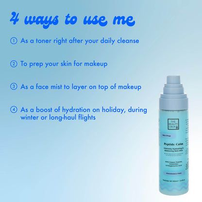 4 ways to use me, As a toner right after your daily cleanse, To prep your skin for makeup, As a face mist to layer on top of makeup, As a boost of hydration on holiday, during winter or long-haul